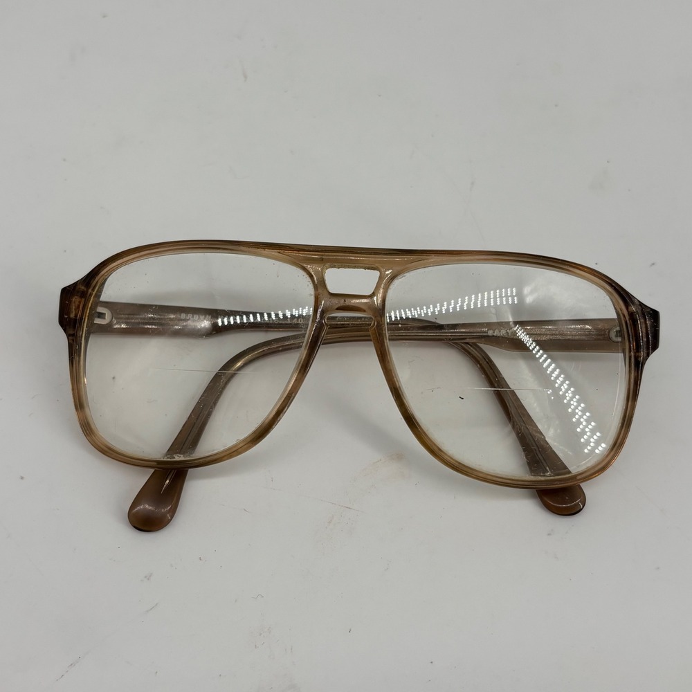 VTG CENTURY Gary‎ Clear Brown Haze Aviator Eyeglasses Frames Only Mens Full Rim